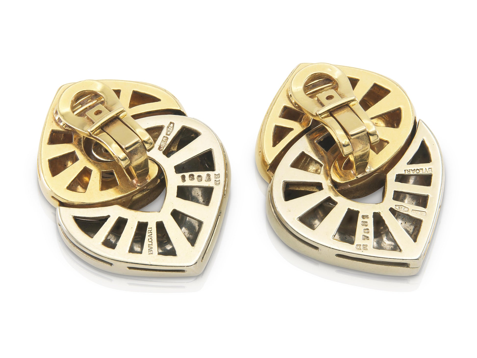 Vintage 1990s Bvlgari Two-Toned Doppio Cuore Earrings