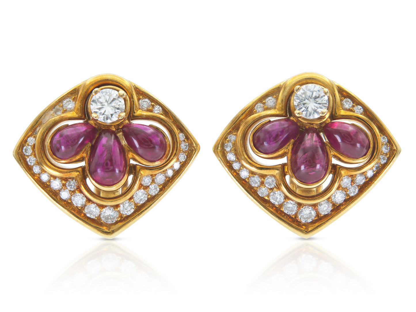 Vintage 1980s Harry Winston Ruby and Diamond Earrings