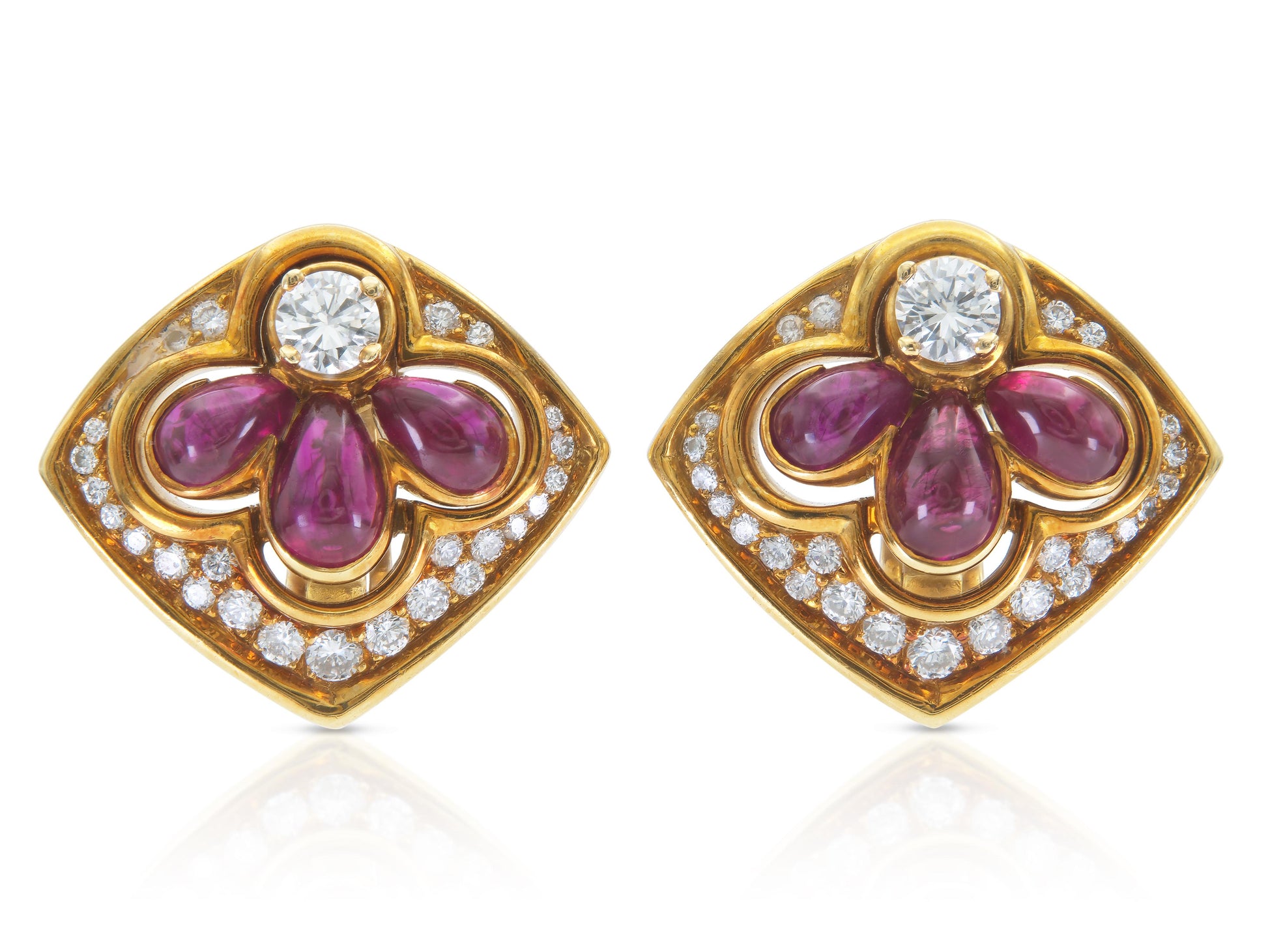Vintage 1980s Harry Winston Ruby and Diamond Earrings