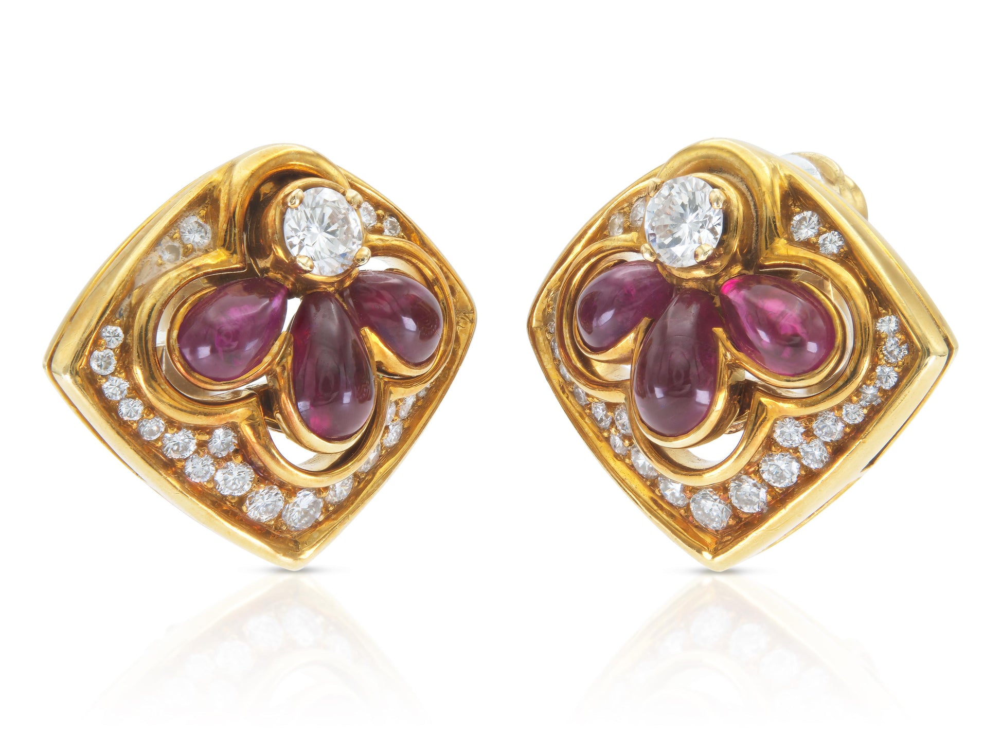 Vintage 1980s Harry Winston Ruby and Diamond Earrings