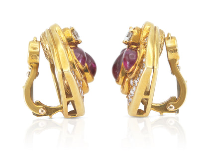 Vintage 1980s Harry Winston Ruby and Diamond Earrings