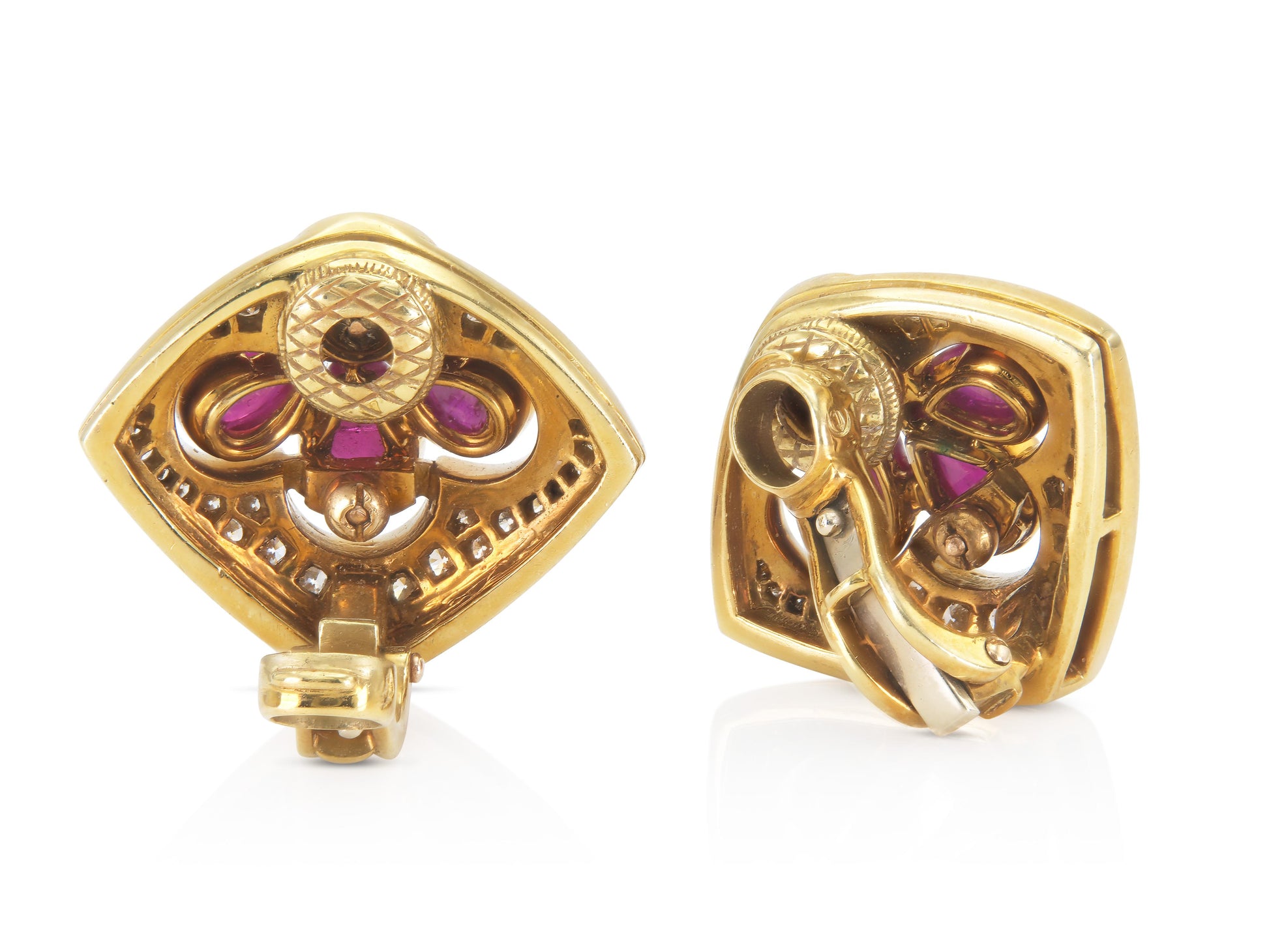 Vintage 1980s Harry Winston Ruby and Diamond Earrings