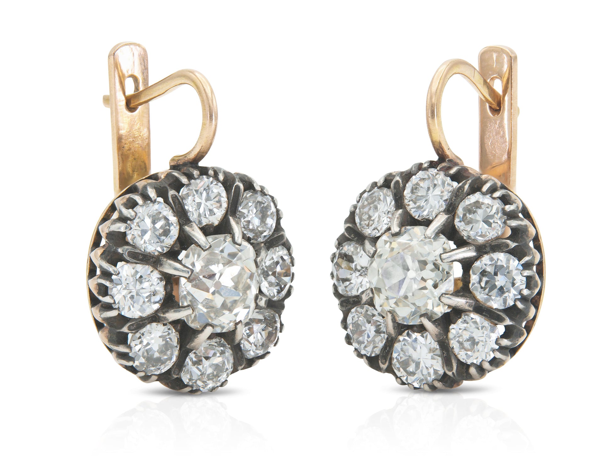8.80 Carat Diamond Cluster Drop Earrings