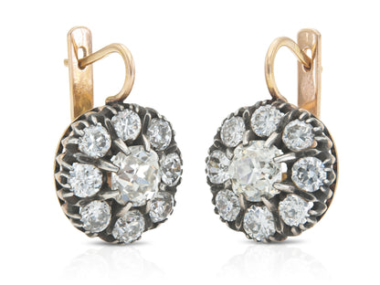 8.80 Carat Diamond Cluster Drop Earrings
