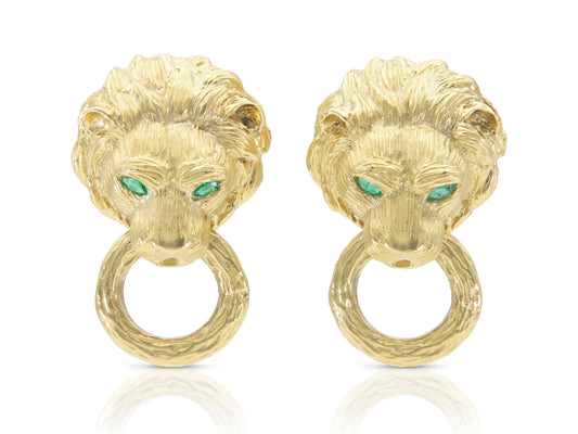 Vintage 1960s Van Cleef & Arpels Lion Head Door Knocker Earrings