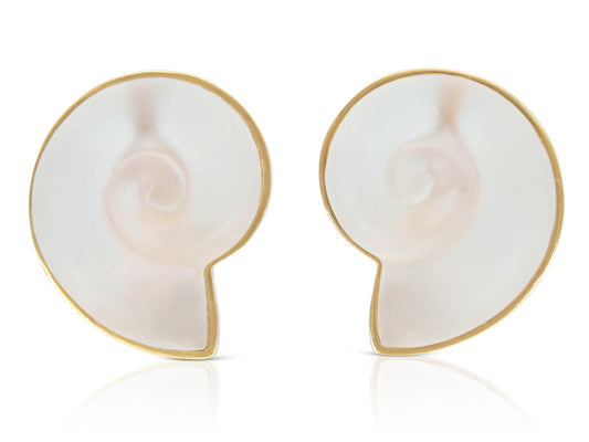 Vintage 1980s Lalaounis Crystal Seashell Earrings
