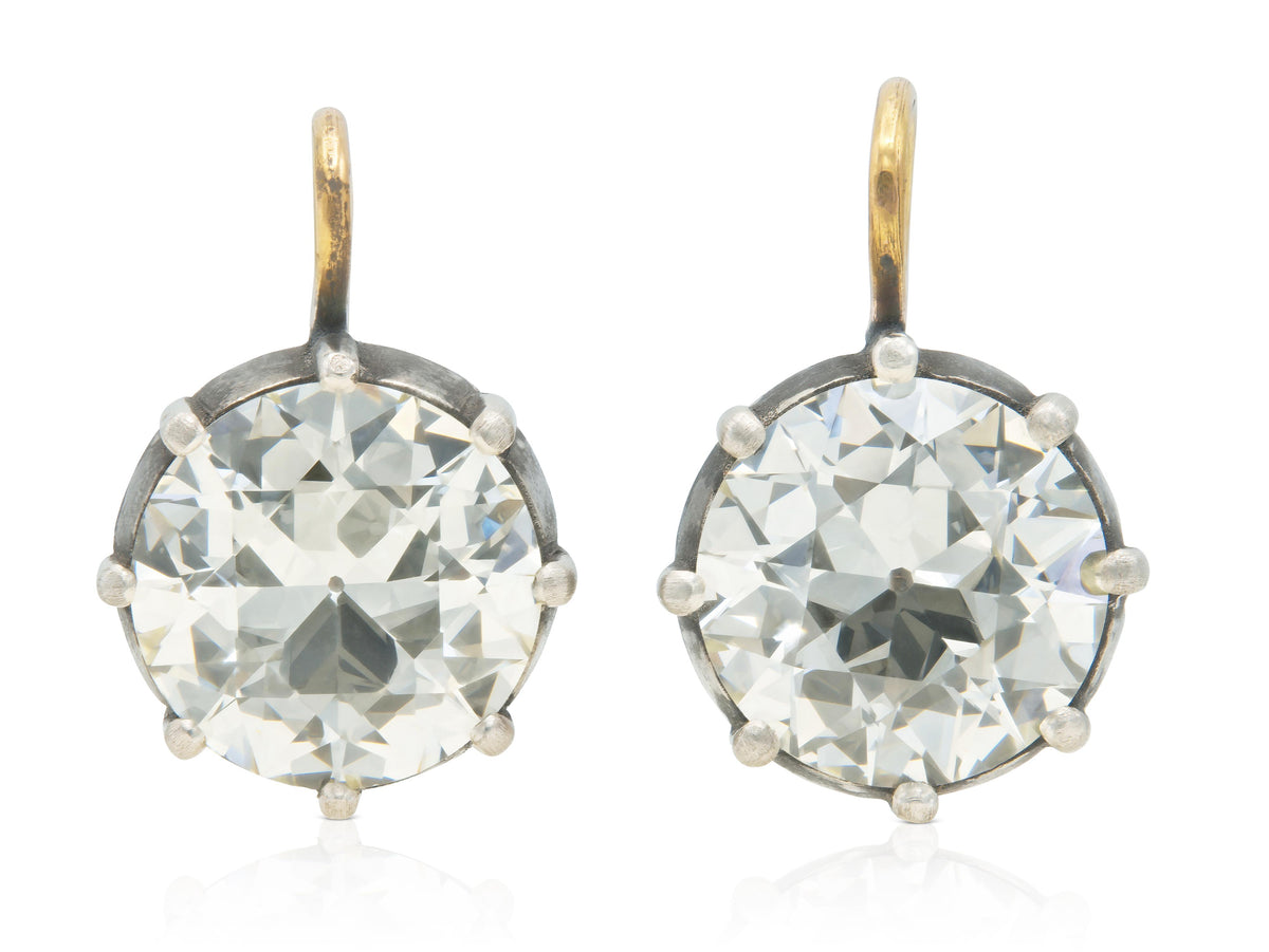 16.13 Carat Old European Cut Diamond Drop Earrings