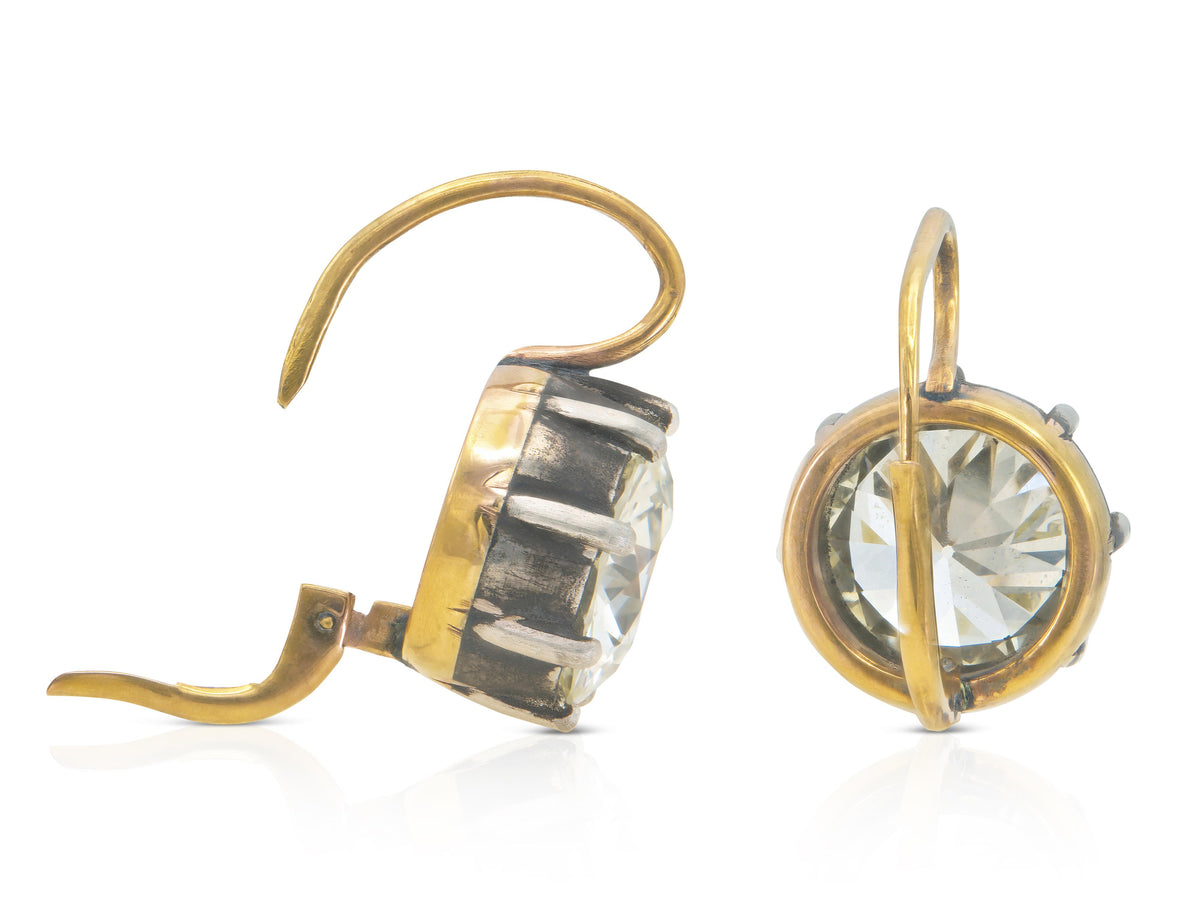 16.13 Carat Old European Cut Diamond Drop Earrings