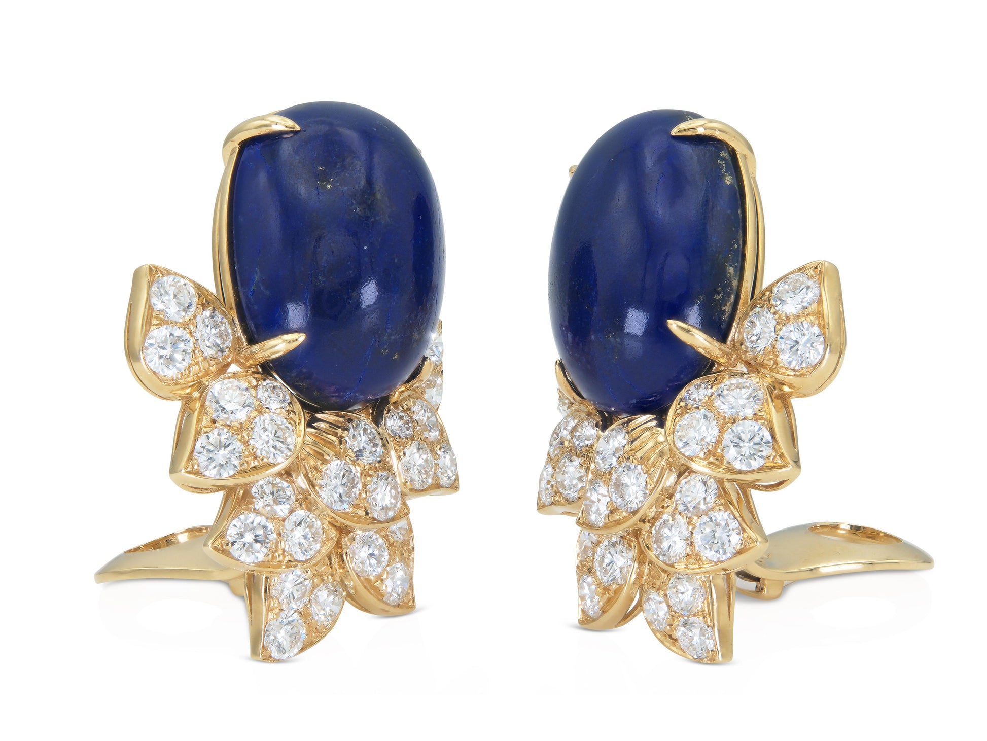 Vintage 1960s Van Cleef & Arpels Lapis Lazuli Earrings with Diamonds