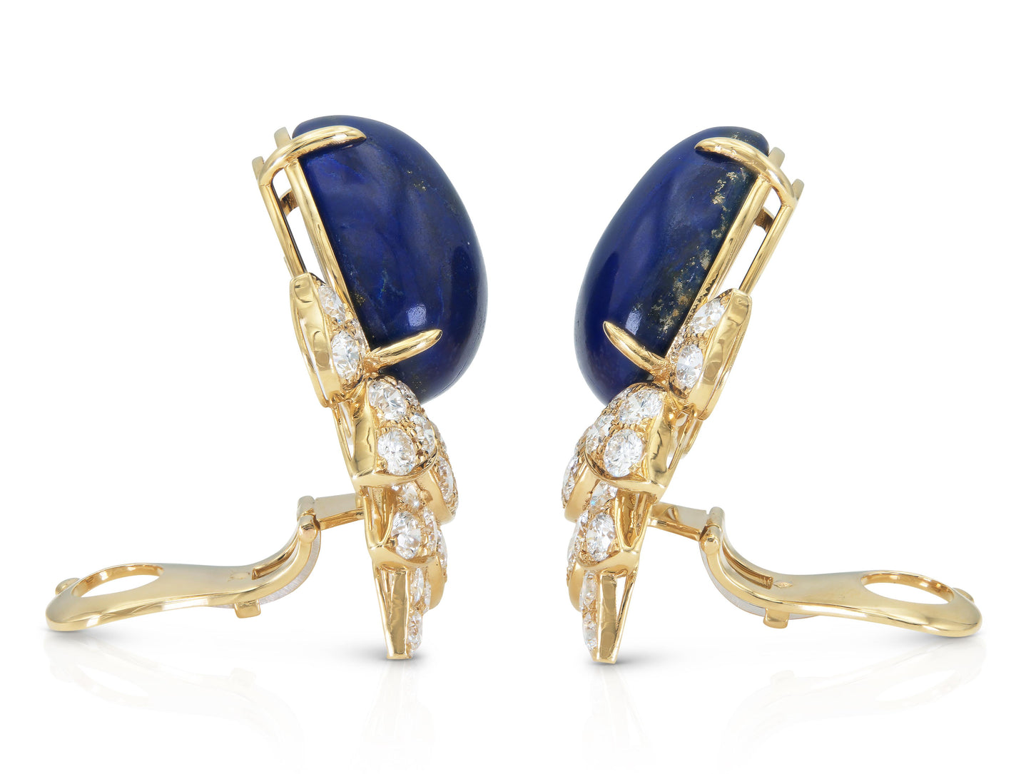 Vintage 1960s Van Cleef & Arpels Lapis Lazuli Earrings with Diamonds
