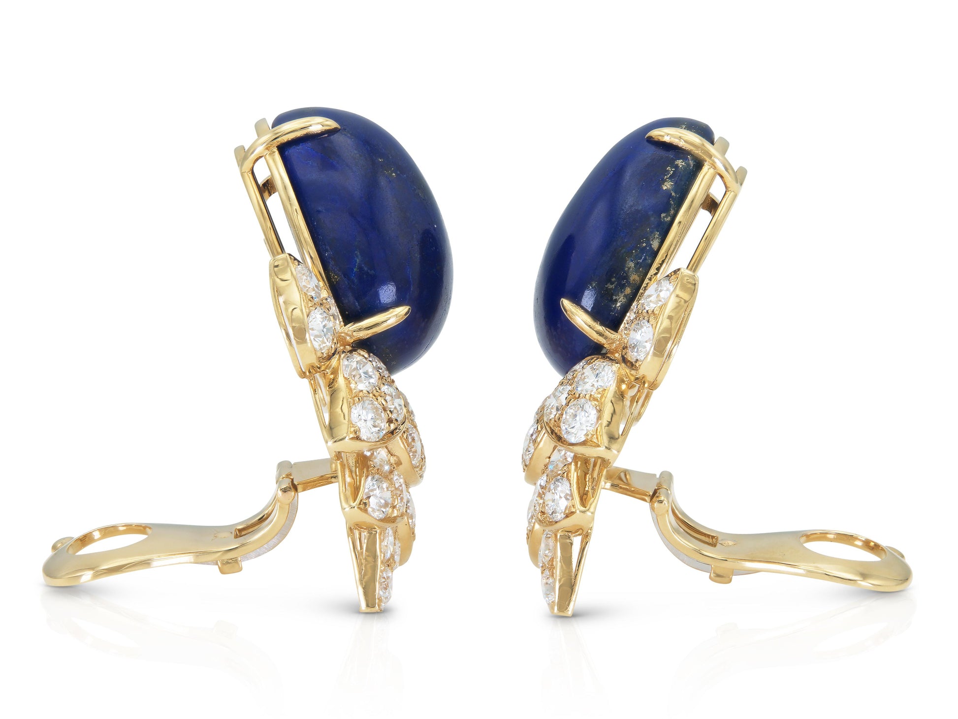 Vintage 1960s Van Cleef & Arpels Lapis Lazuli Earrings with Diamonds