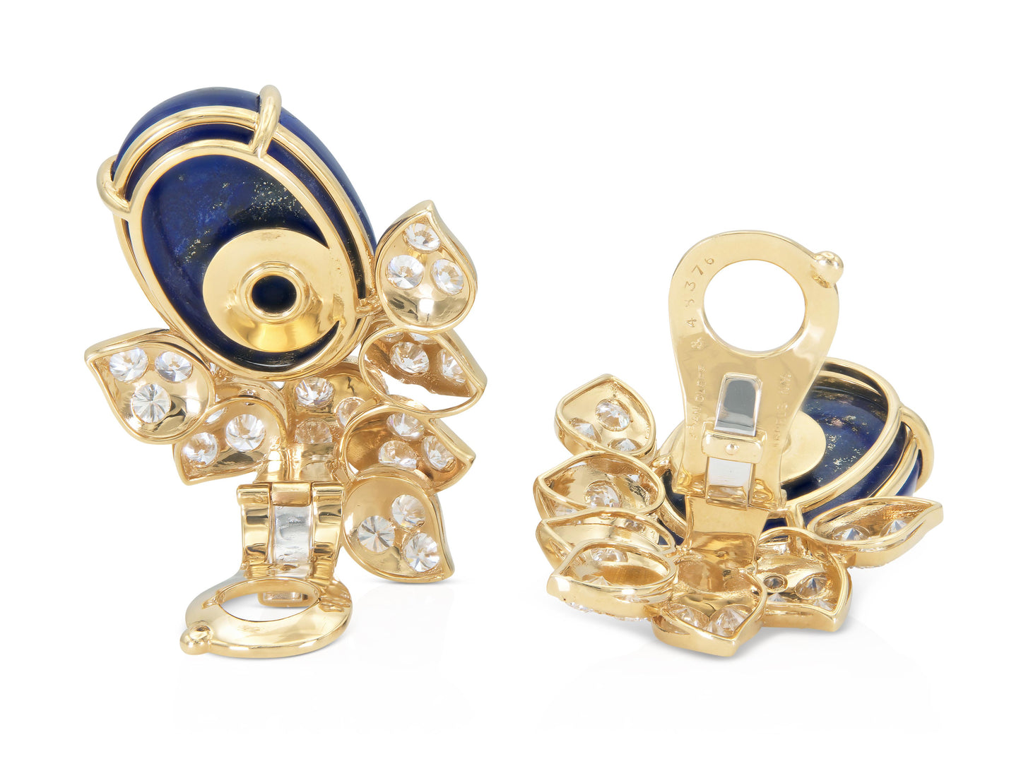 Vintage 1960s Van Cleef & Arpels Lapis Lazuli Earrings with Diamonds