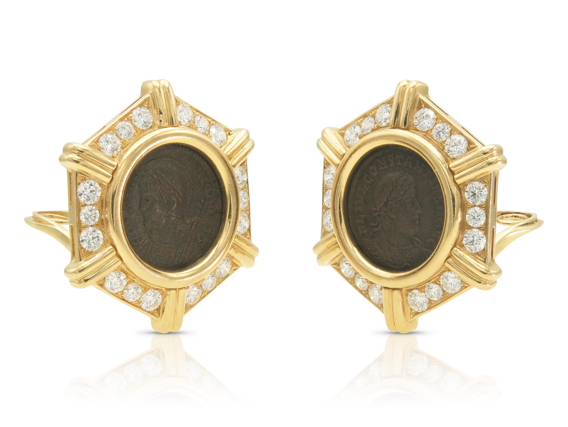 Vintage 1970s Bvlgari Monete Coin Earrings with Diamonds