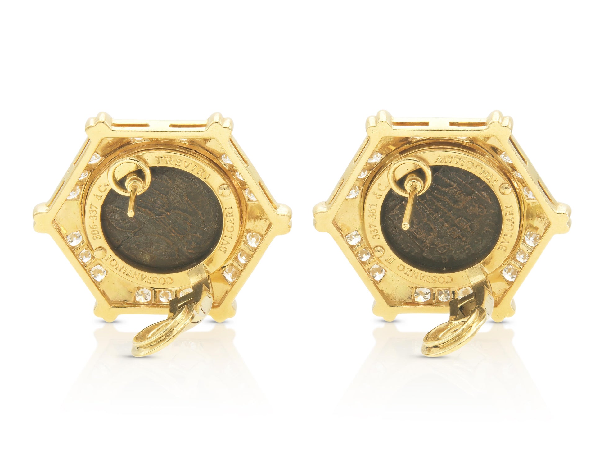 Vintage 1970s Bvlgari Monete Coin Earrings with Diamonds
