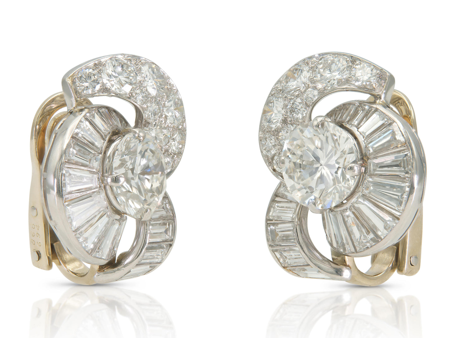Vintage 1950s Cartier 11.20 Carat Diamond Earrings