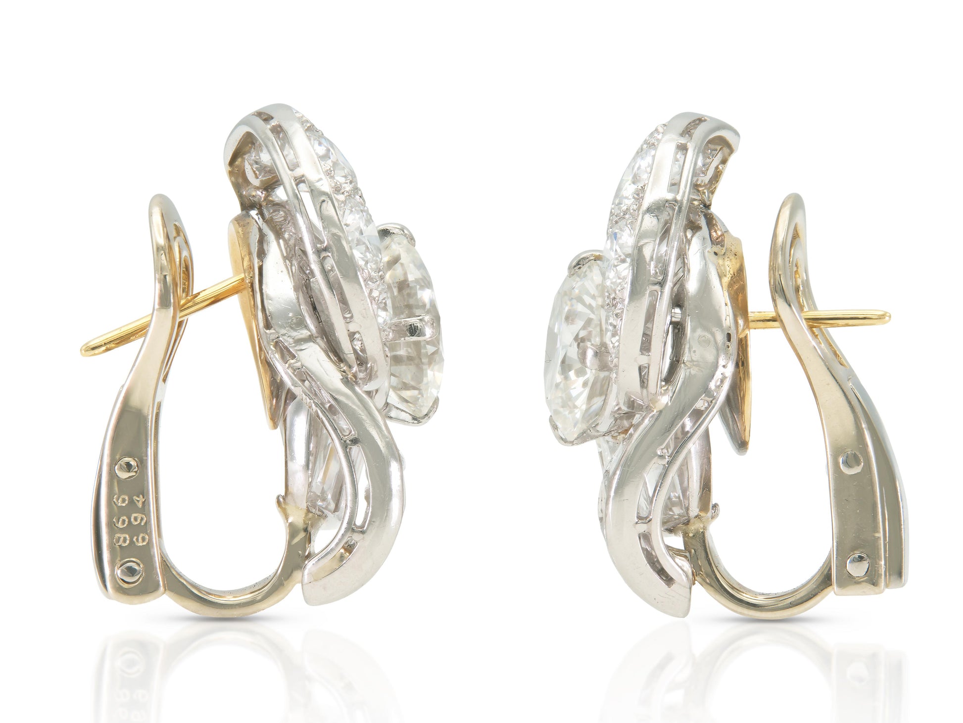 Vintage 1950s Cartier 11.20 Carat Diamond Earrings