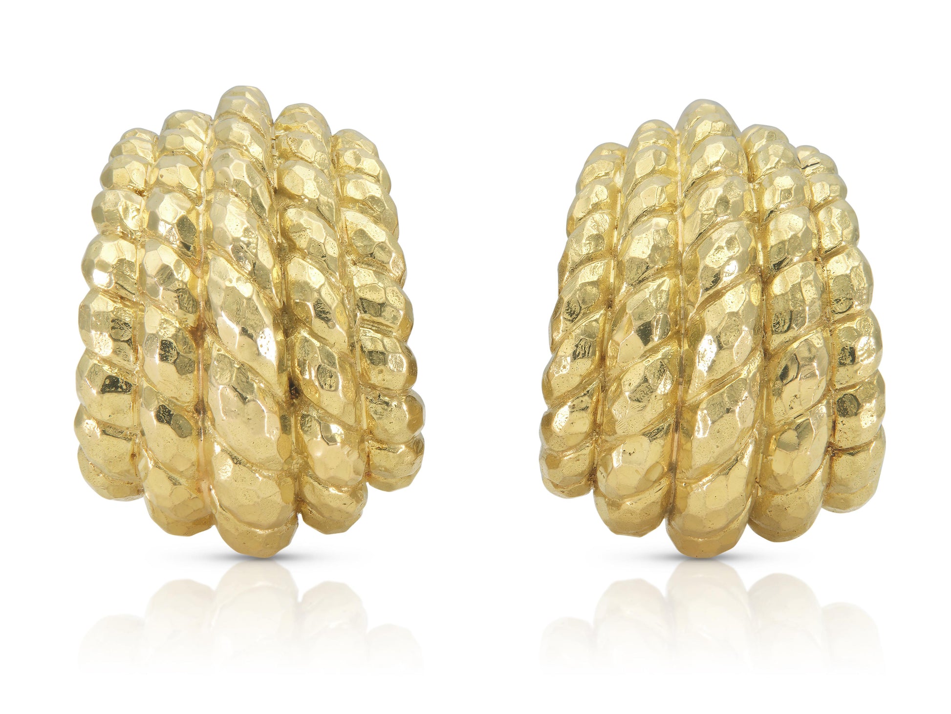 Vintage 1970s David Webb Hammered Gold Shrimp Earrings