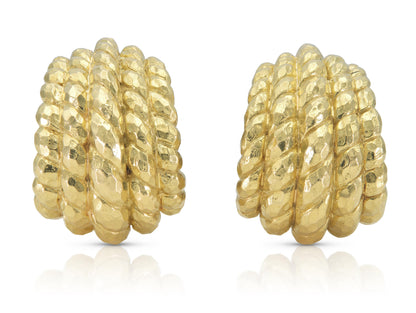 Vintage 1970s David Webb Hammered Gold Shrimp Earrings