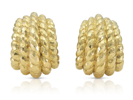 Vintage 1970s David Webb Hammered Gold Shrimp Earrings