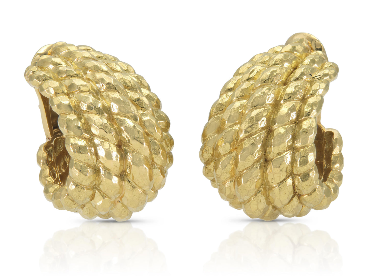 Vintage 1970s David Webb Hammered Gold Shrimp Earrings