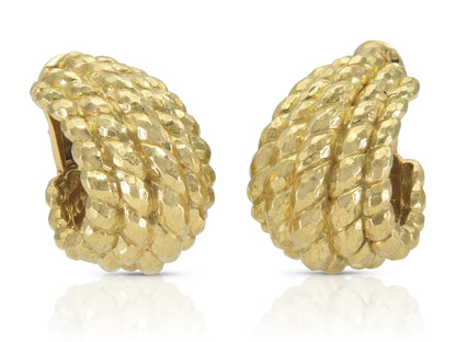 Vintage 1970s David Webb Hammered Gold Shrimp Earrings