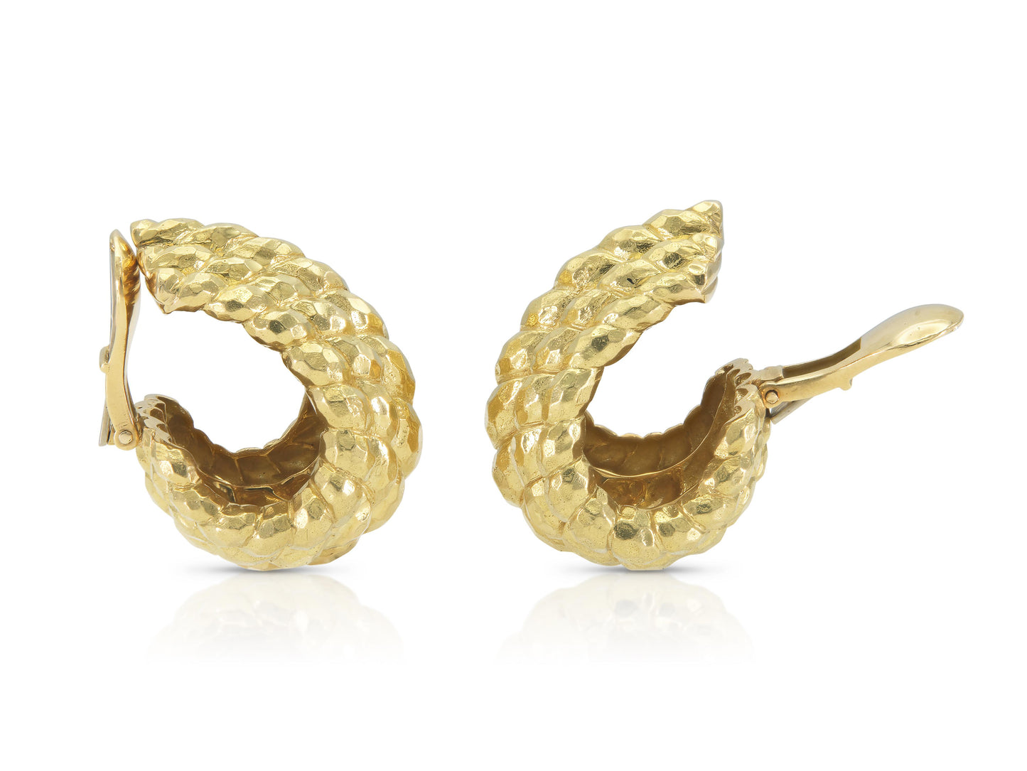 Vintage 1970s David Webb Hammered Gold Shrimp Earrings
