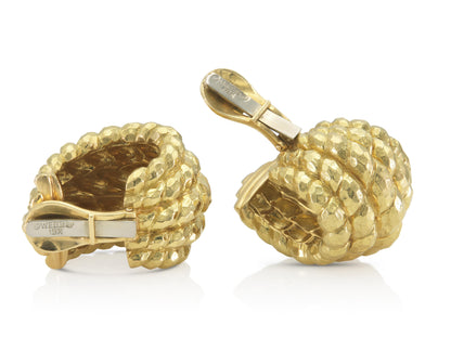 Vintage 1970s David Webb Hammered Gold Shrimp Earrings