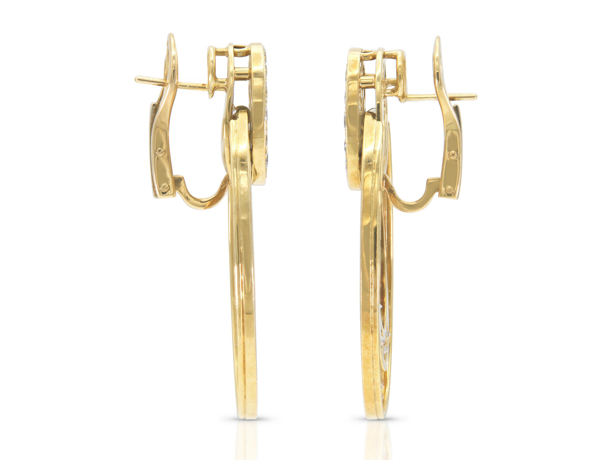 Vintage 1990s Bvlgari Gold and Diamond Door Knocker Earrings