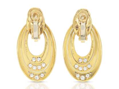 Vintage 1990s Bvlgari Gold and Diamond Door Knocker Earrings