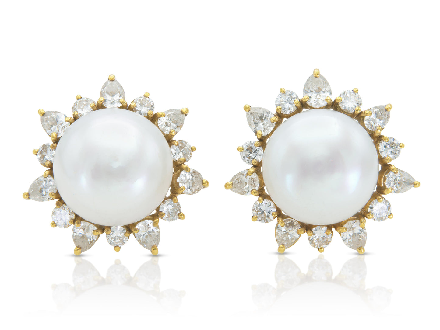 Vintage 1950s Pearl and 7.00 Carat Diamond Earrings
