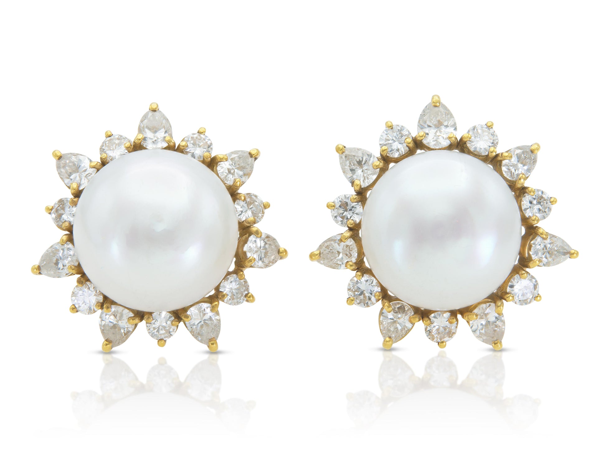 Vintage 1950s Pearl and 7.00 Carat Diamond Earrings