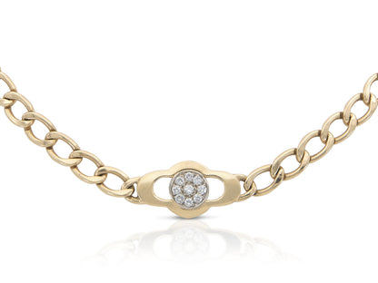 Vintage 1990s Hammerman Brothers Gold Link Chain Necklace with Diamonds