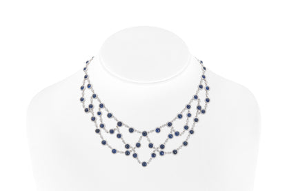 43.00 Carat Cabochon Sapphire Necklace with Diamonds