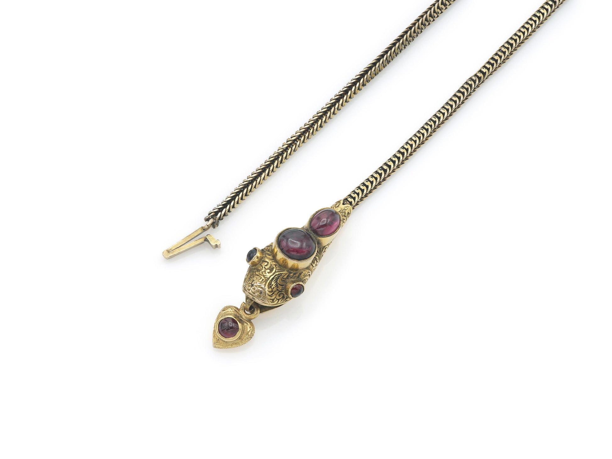 Antique Victorian Gold Snake Necklace with Tourmalines