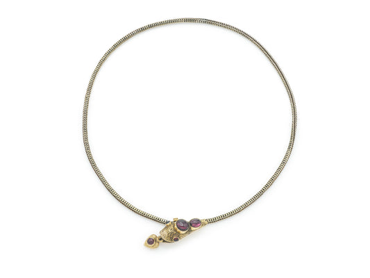 Antique Victorian Gold Snake Necklace with Tourmalines