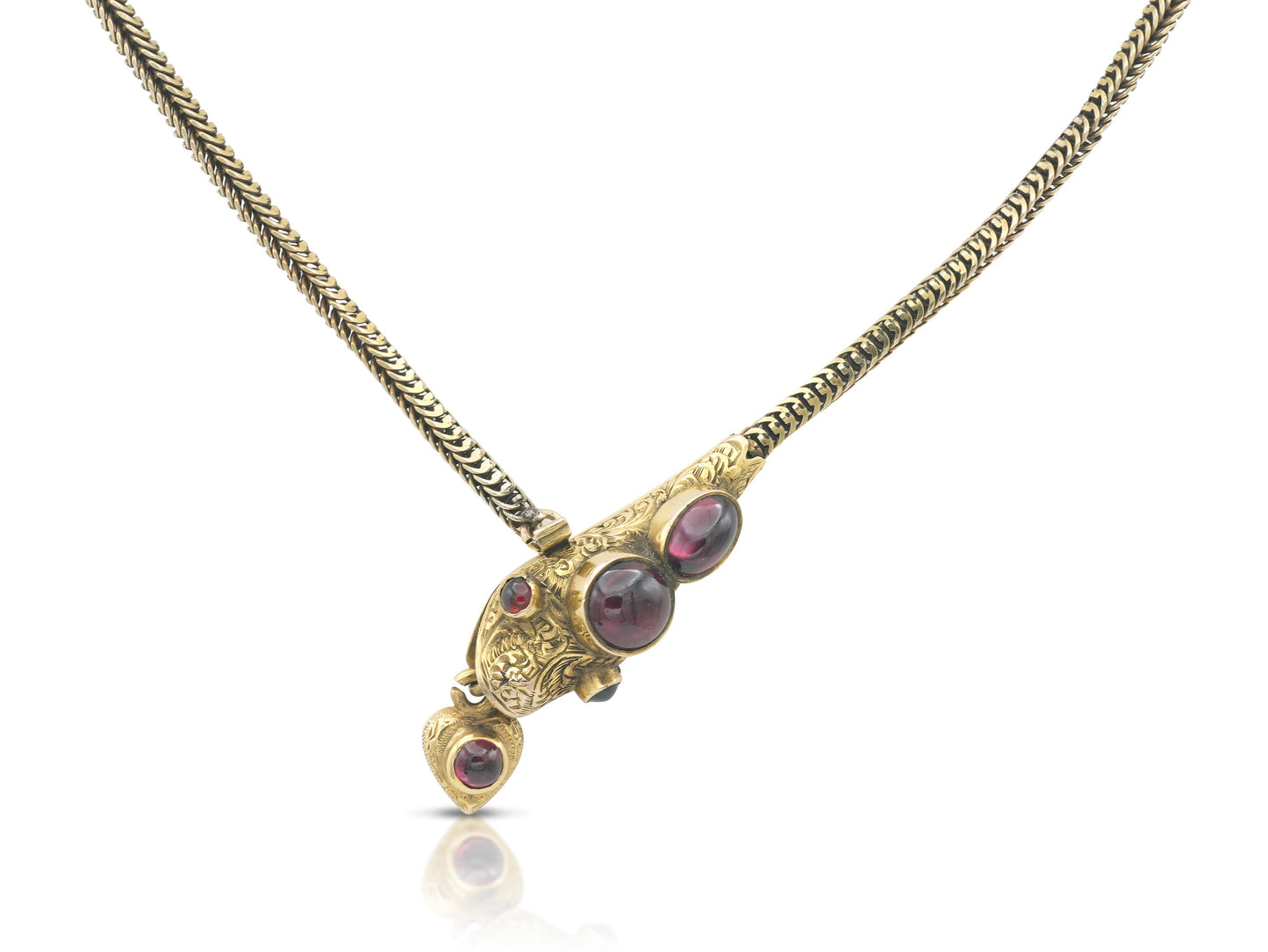 Antique Victorian Gold Snake Necklace with Tourmalines