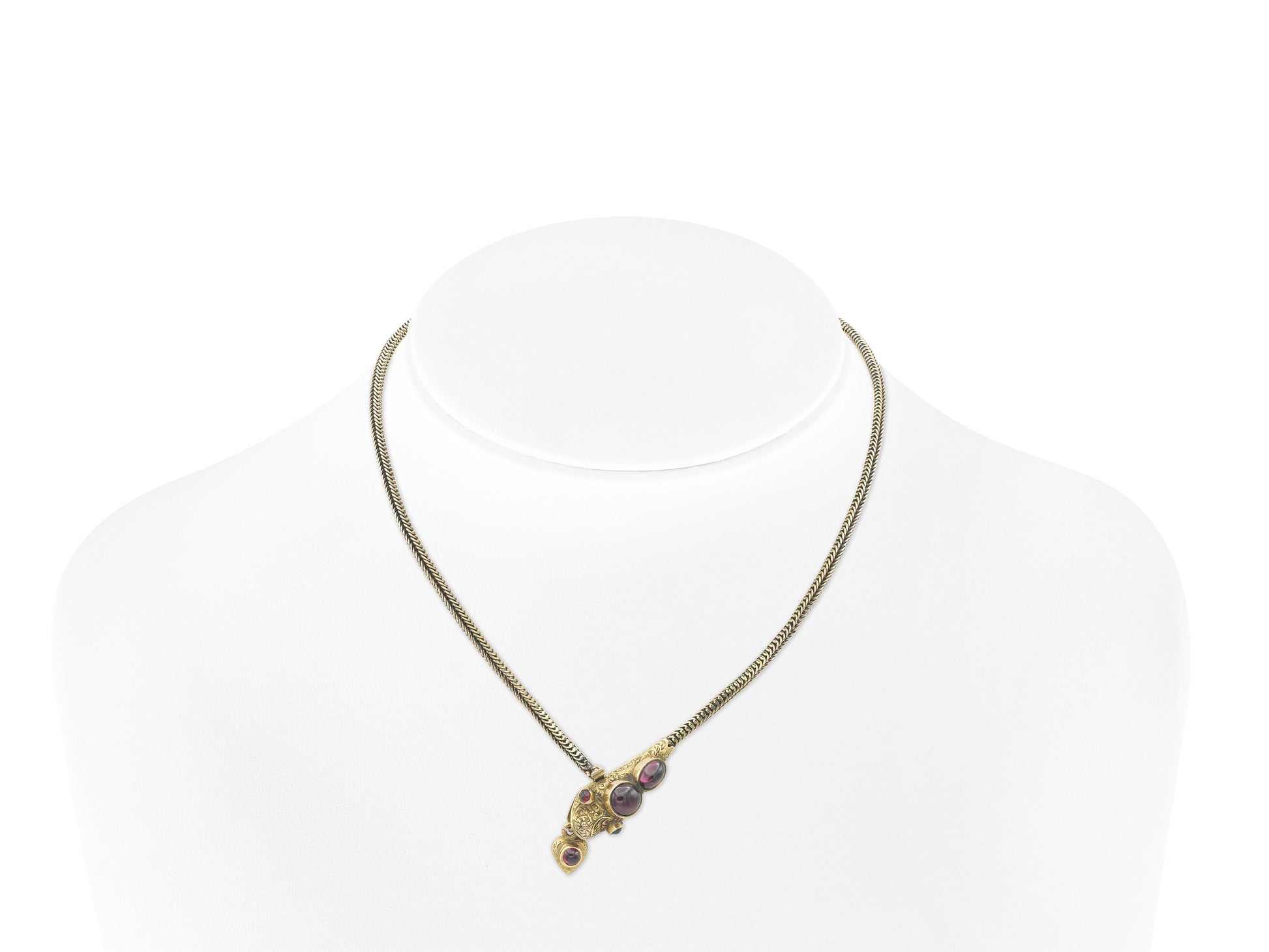 Antique Victorian Gold Snake Necklace with Tourmalines