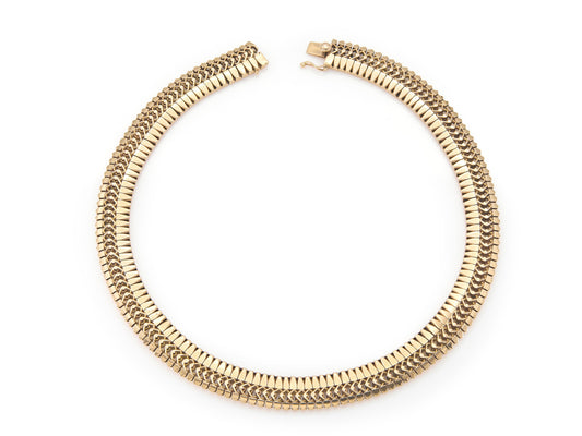 Vintage 1940s Retro Rose Gold Collar Necklace