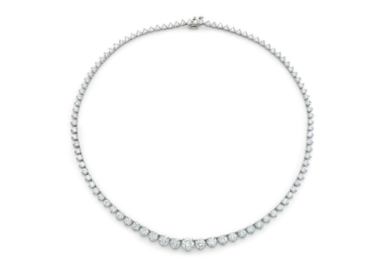 16.14 Carat Round Cut Diamond Riviera Necklace
