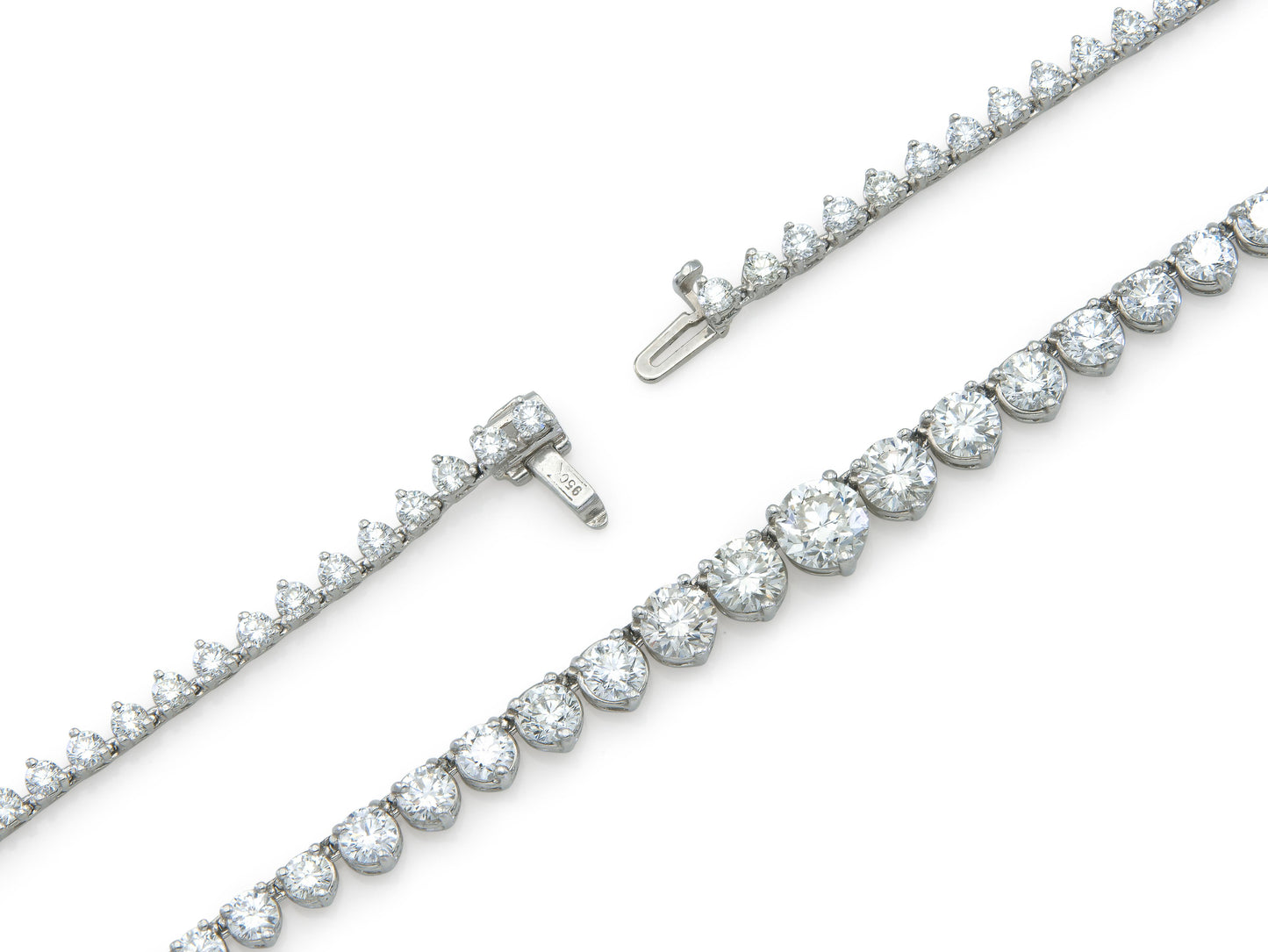 16.14 Carat Round Cut Diamond Riviera Necklace