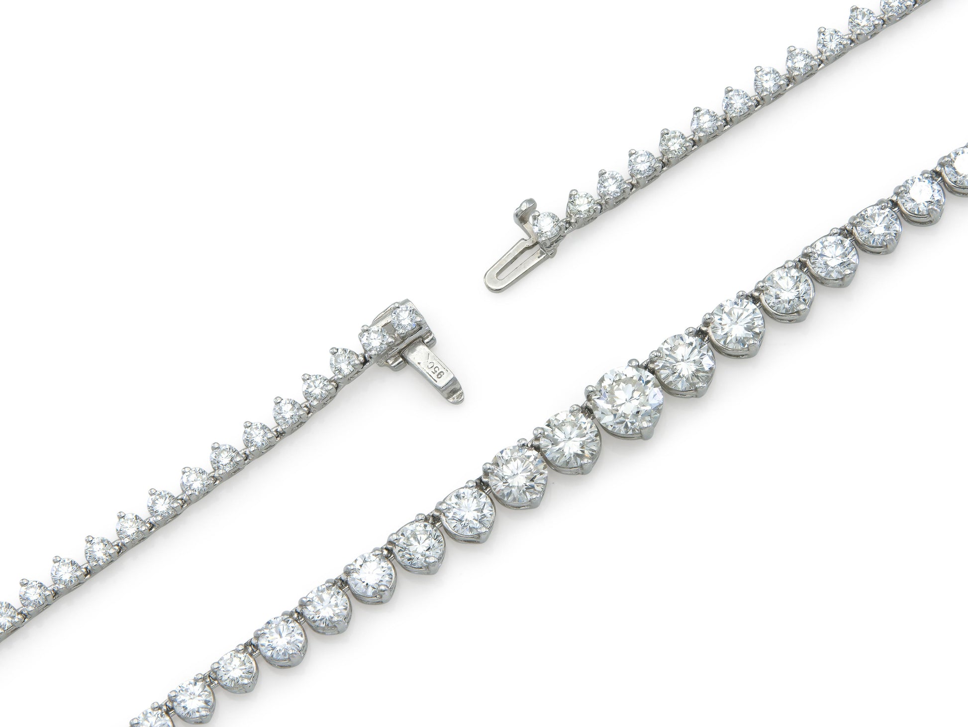 16.14 Carat Round Cut Diamond Riviera Necklace