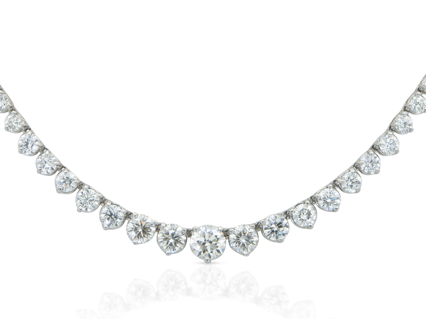 16.14 Carat Round Cut Diamond Riviera Necklace