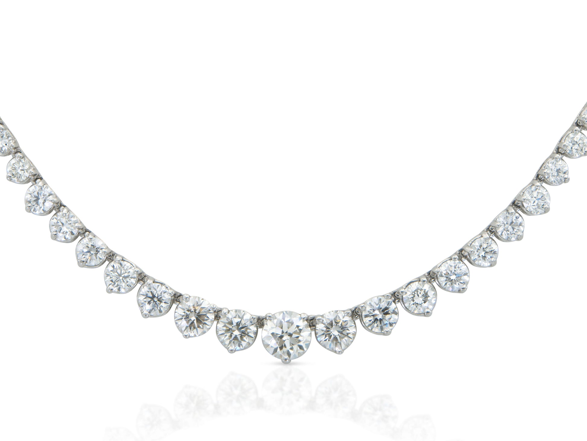 16.14 Carat Round Cut Diamond Riviera Necklace