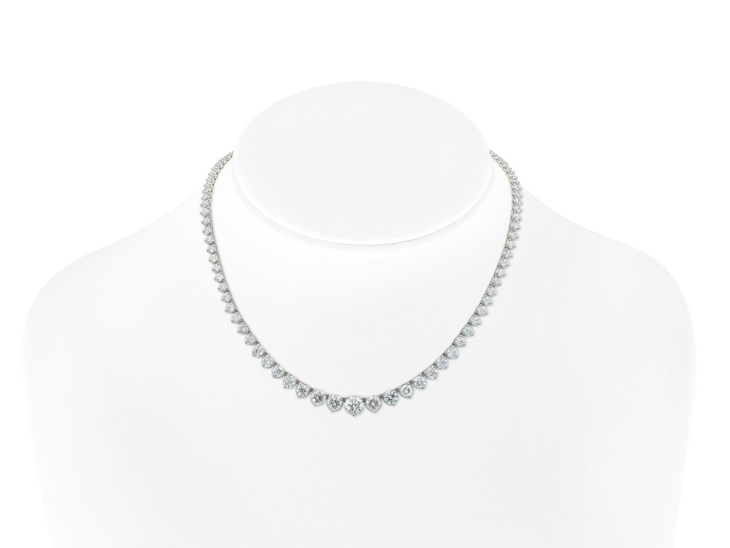 16.14 Carat Round Cut Diamond Riviera Necklace