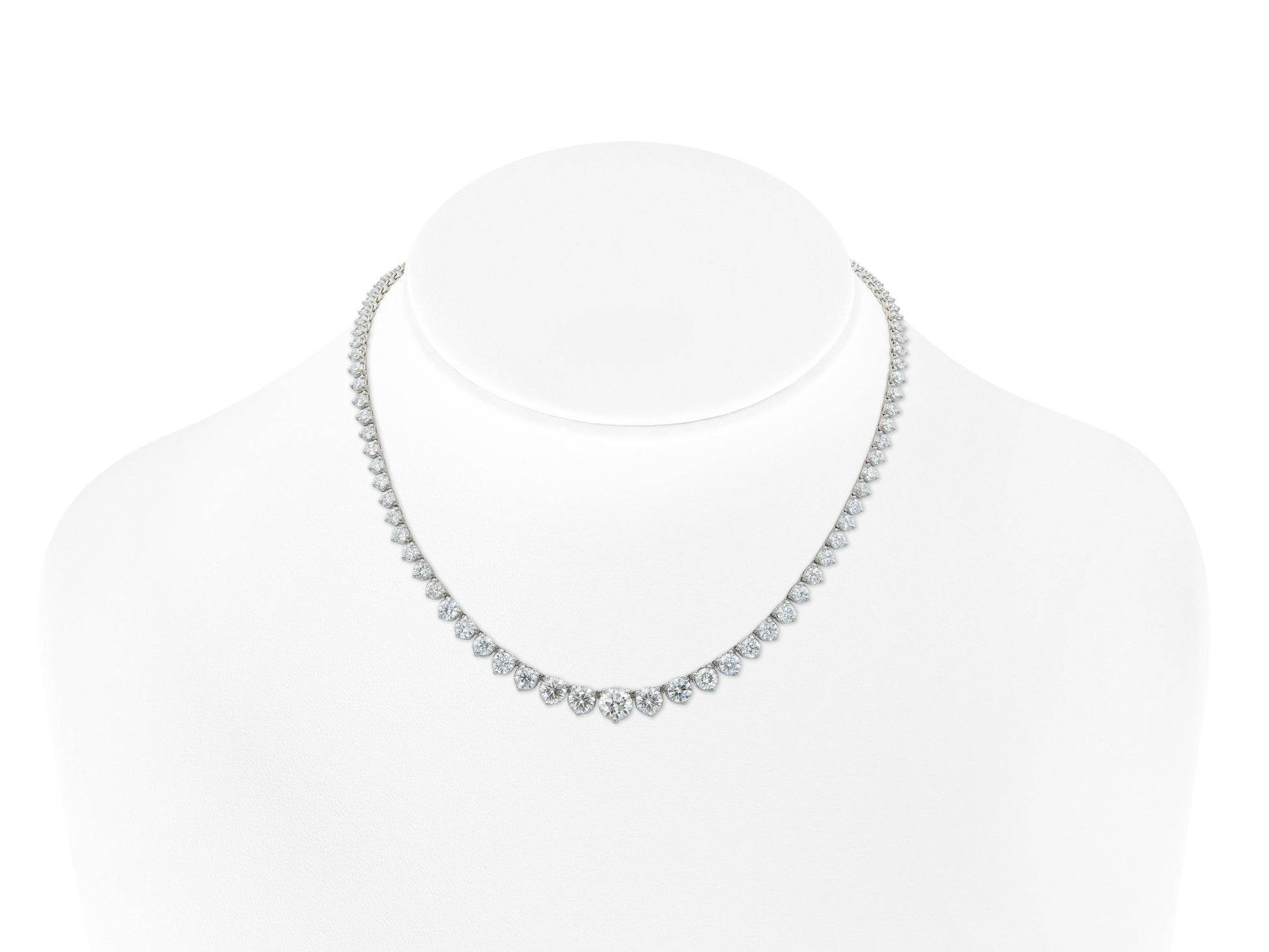 16.14 Carat Round Cut Diamond Riviera Necklace