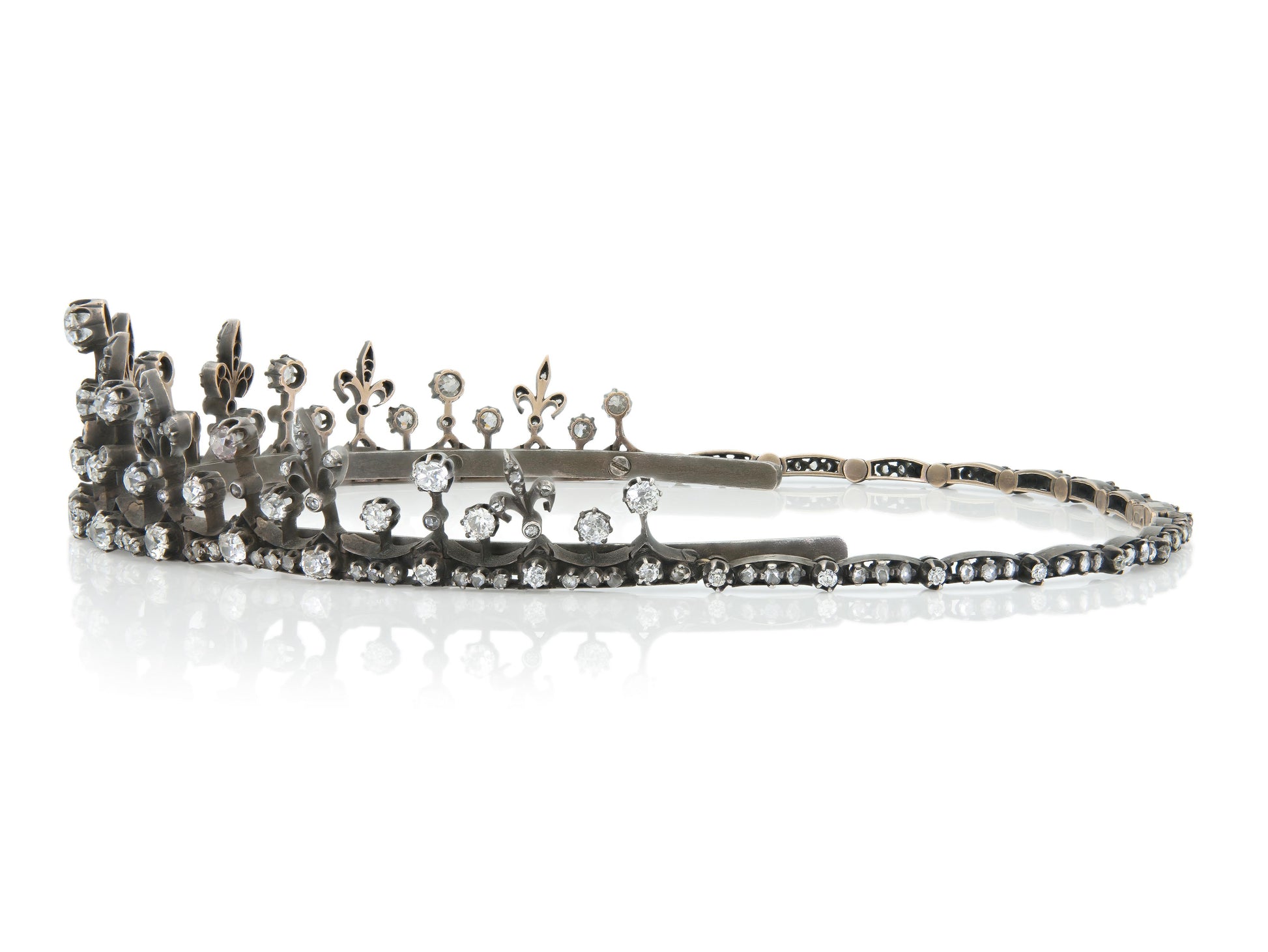 Antique Victorian 40.00 Carat Diamond Fleur-de-lis Tiara / Necklace