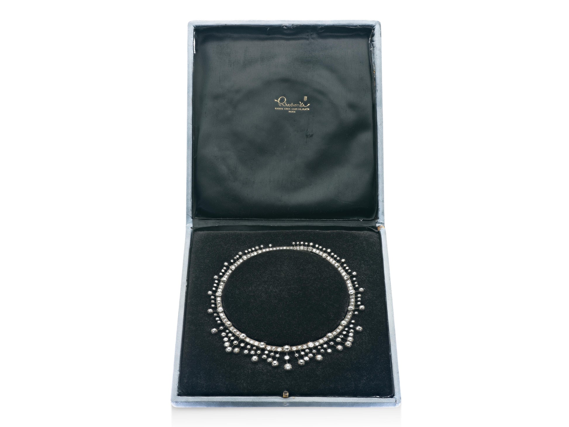 Antique Georgian 50.00 Carat Old Mine Cut Diamond Necklace