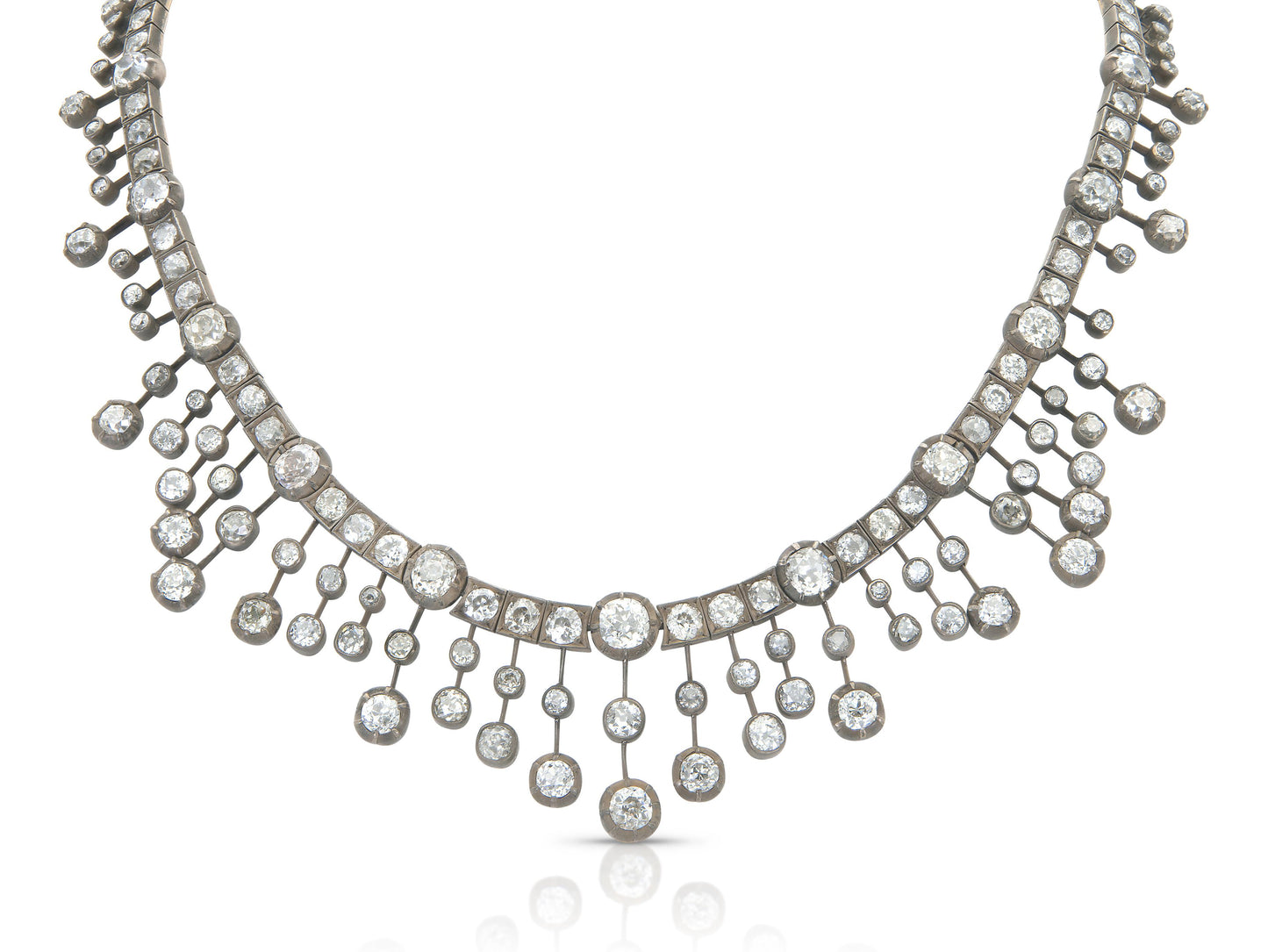 Antique Georgian 50.00 Carat Old Mine Cut Diamond Necklace