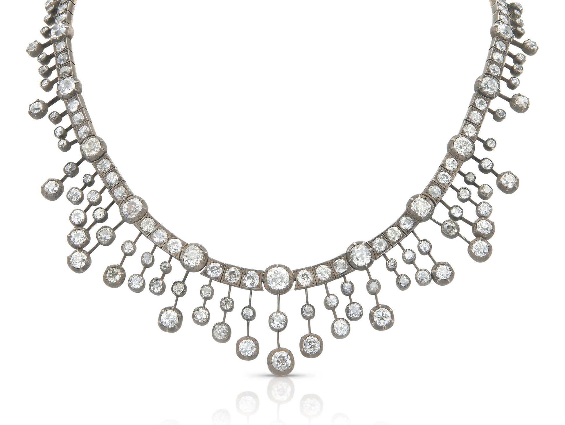 Antique Georgian 50.00 Carat Old Mine Cut Diamond Necklace