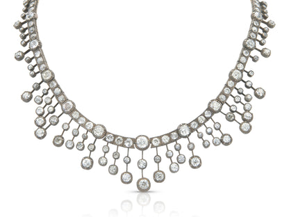 Antique Georgian 50.00 Carat Old Mine Cut Diamond Necklace